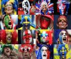 Πρόσωπα των οπαδών του ορισμένες από τις χώρες που συμμετέχουν στο το UEFA Euro 2016 στη Γαλλία